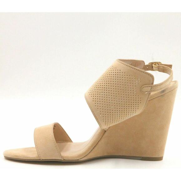 H by Halston Women Slingback Wedge Sandals Mckenzie Size US 8W Sand Suede - Picture 3 of 8